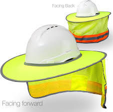 Lime sun protector for hard hat with reflective