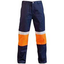 Navy / Orange Reflective trouser 65/35 cotton size 30 to Size 50