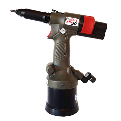 Power Rivnut Tools Hydro-pneumatic Rivnut Tool. High speed power tool. Flexible pull-to-stroke & pull-to-force setting. Convenient reverse spin-out button. PROSERT XTN20