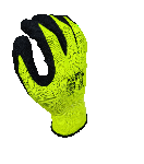 PROFLEX NEON 13g lime nylon shell, black nitrile, sandy palm coat glove